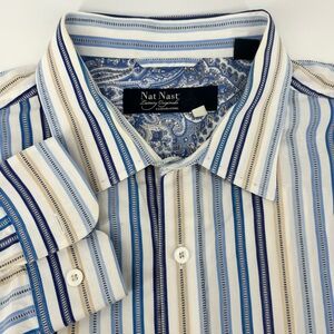 Nat Nast Mens Multicolor Striped Long Sleeve Button Down Shirt Size XL